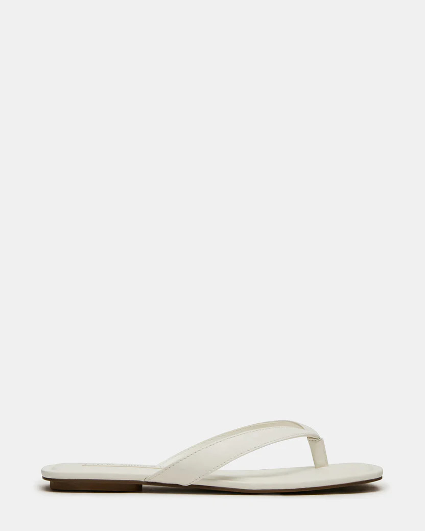 TRELLA White Leather Square-Toe Thong Women's Sandal | Steve Madden (US)
