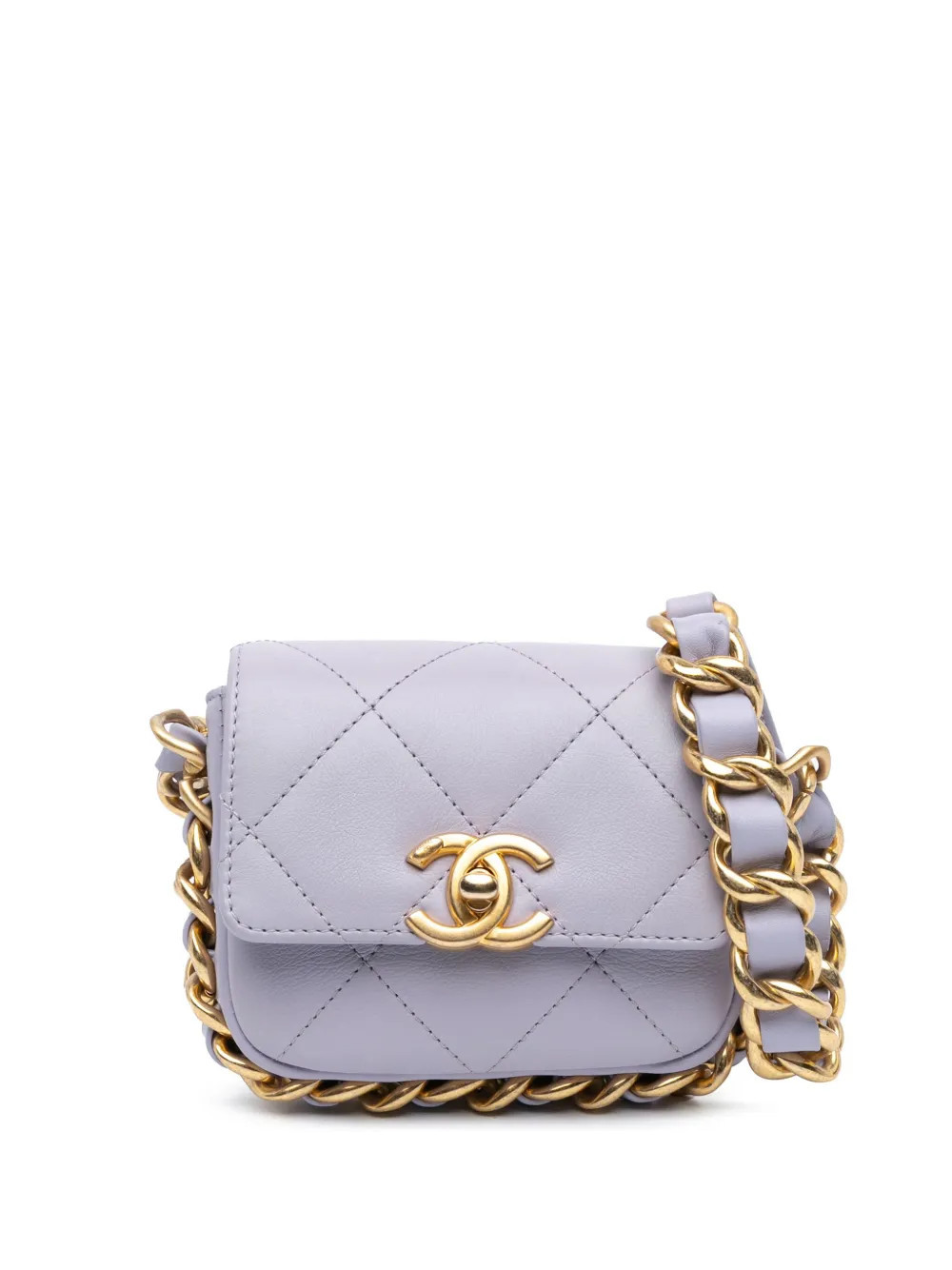 CHANEL Pre-Owned 2021-2024 Mini Quilted Calfskin Framing Chain Flap crossbody bag - Purple | Farfetch Global