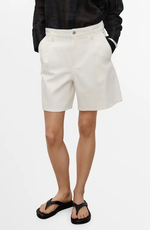 MANGO Dart Bermuda Denim Shorts in Off White at Nordstrom, Size 0 | Nordstrom