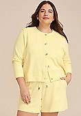 Plus Size Washed Terry Button Front Cardigan | Maurices