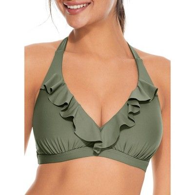 Birdsong Women's Bonsai Ruffle Halter Bikini Top - S10233-BONSA | Target