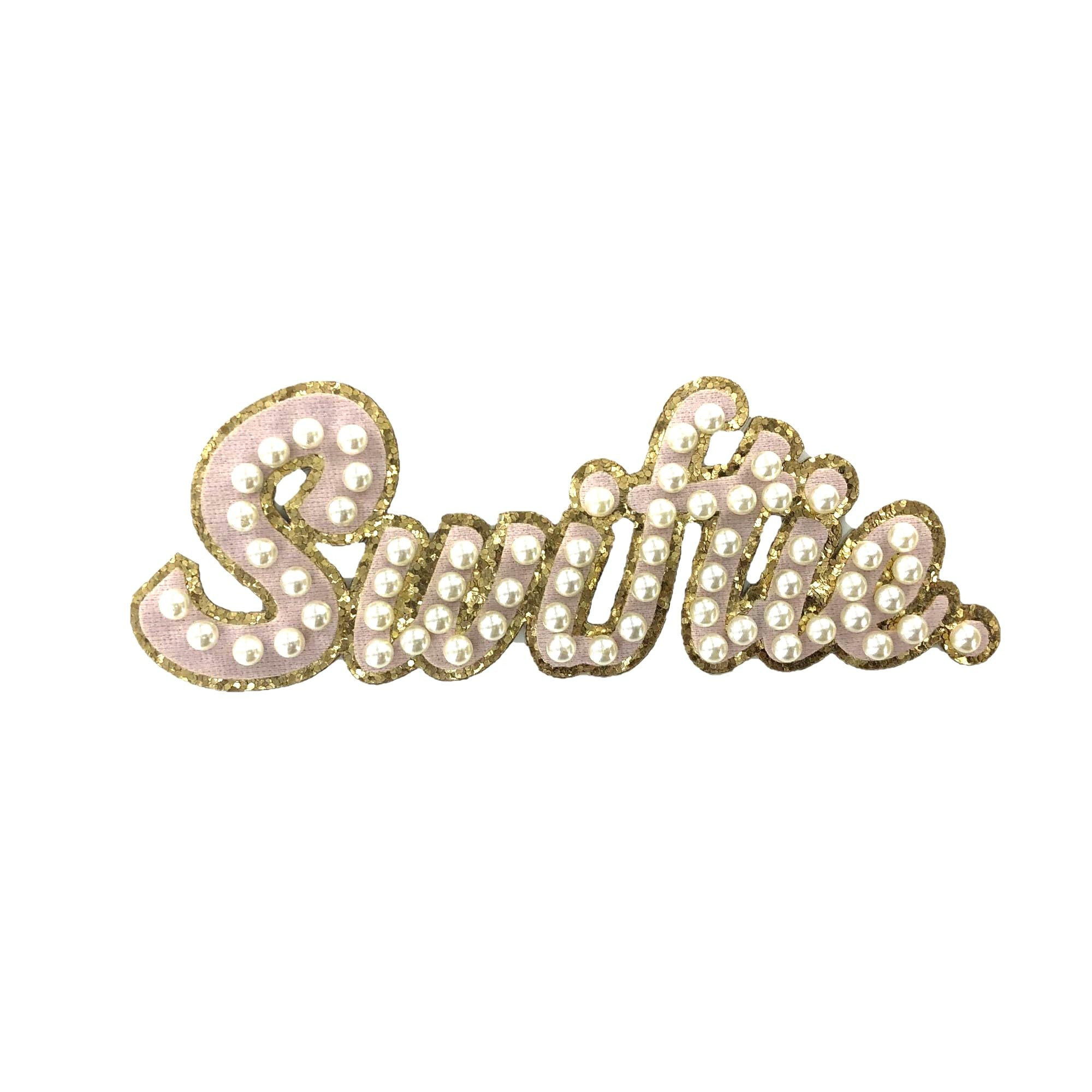 ZOOX Gold Glitters & Pink Chenille w/Classic Ivory Pearls Patch Embroidery, 3M Adhesive for Stick... | Amazon (US)
