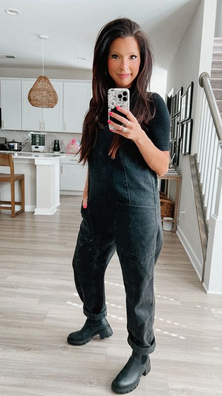 I saw these black denim overalls while we were out shopping last week and I knew, i had to have them. They are EVERYTHING! Less than $100. Come in several different colors. 🫶🏼 super comfy and perfect for post partum. 

#LTKfindsunder100 #LTKstyletip #LTKbump