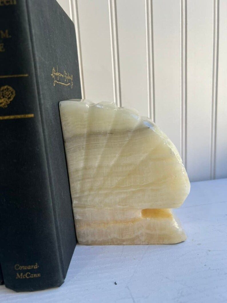 Vintage Bookend Carved Onyx Marble Seashell Fan Abstract Modern Single - Etsy | Etsy (US)