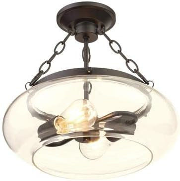 Patriot Lighting Harlee Matte Black 2-Light Semi-Flush Mount Ceiling Light | Amazon (US)