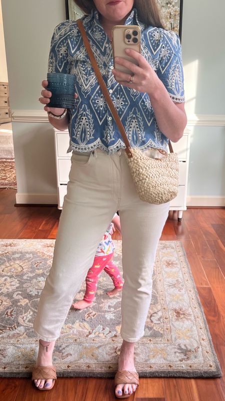 Spring and summer date night look 
Evening outfit for a cocktail party 
Straw bag slides and blue glasses  

#LTKHome #LTKSeasonal #LTKOver40