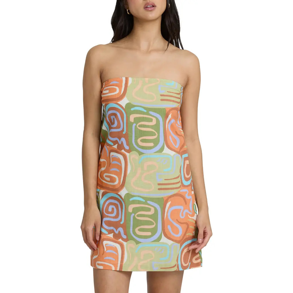 Billabong Summer Glow Strapless Minidress in Orange Multi at Nordstrom, Size Medium | Nordstrom