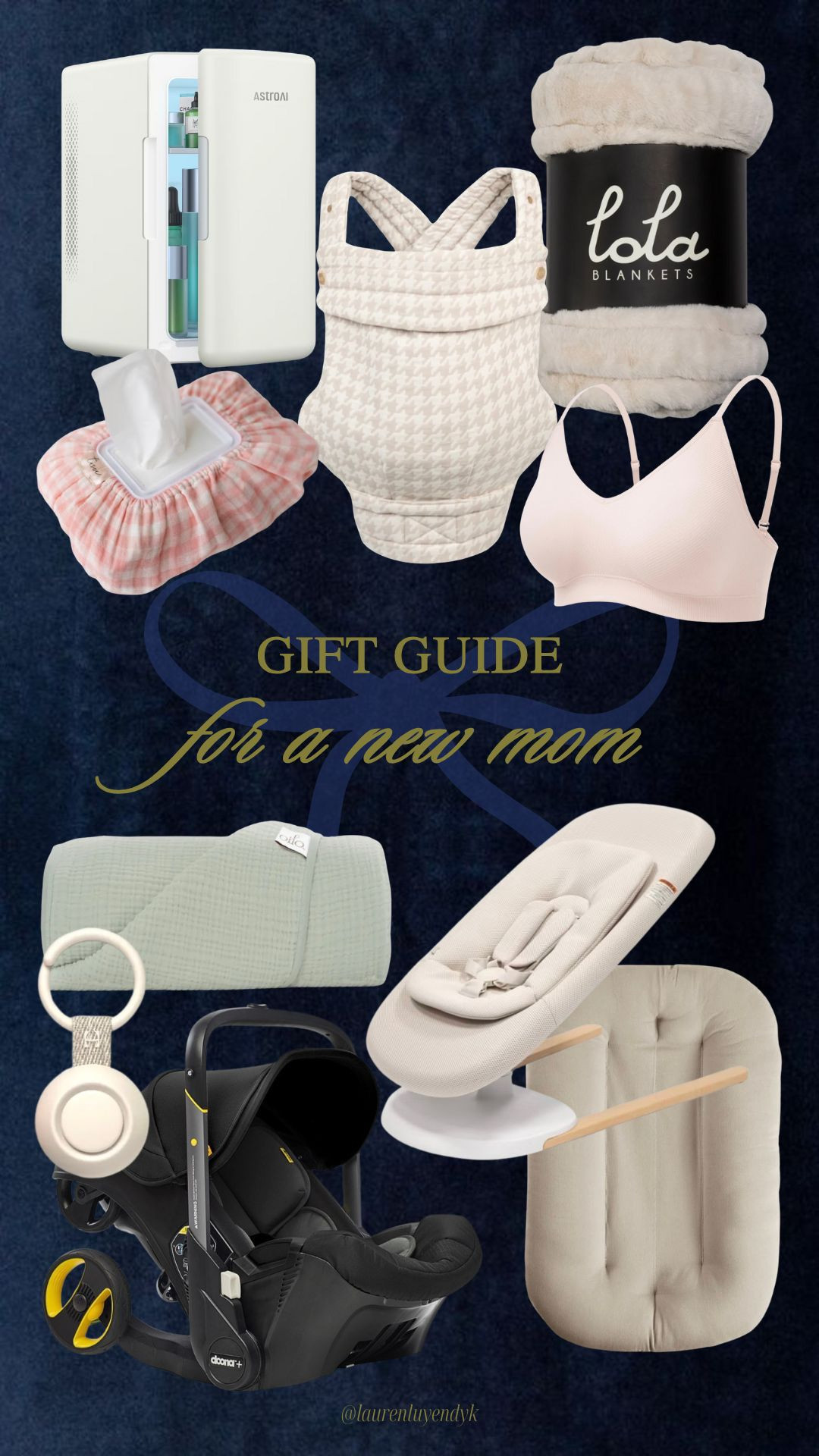 Gift Guide 🎁 for the new mom.
lola blankets, snuggle me, mom cozy, muslin blanket, Doona, Hatch portable sound machine, wipes cover, amazon gifts 

 #LTKGiftGuide #LTKHoliday #LTKBaby