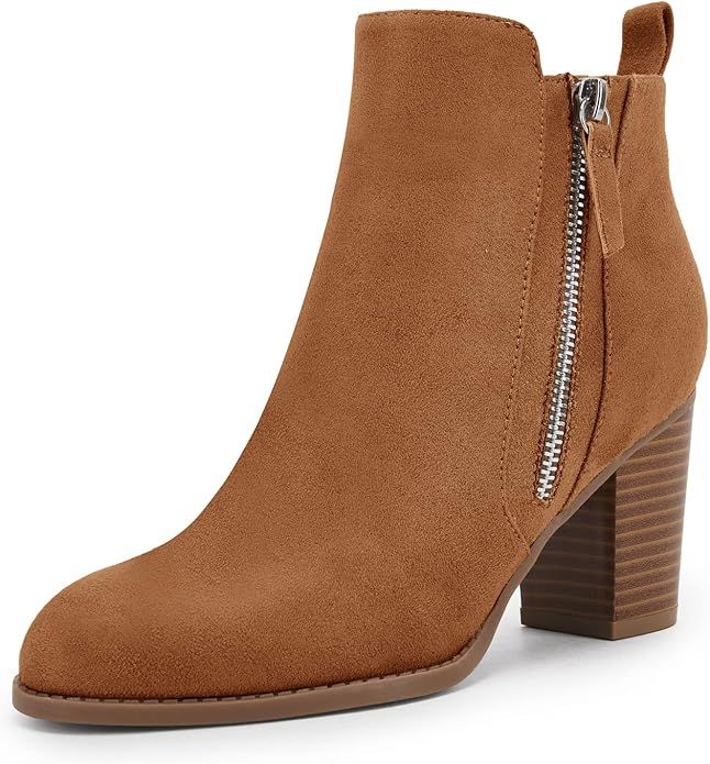 Rilista Ankle Boots for Women Chunky Block Heel Side Zipper Pointd Toe Suede Fall Winter Bootie S... | Amazon (US)