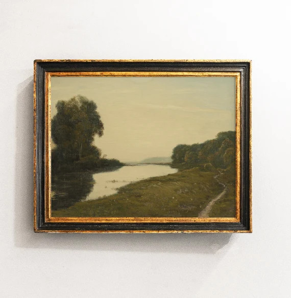 Country Landscape River Landscape Vintage Oil Painting Home - Etsy | Etsy (US)