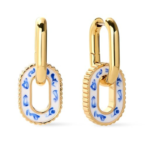 Ana Luisa Ash Double Hoop Earrings for Women - 14K Gold Plated, Silver & Two-Tone Drop Dangle Hoop Earring - Trendy Paperclip Link Huggie Hoop - Hypoallergenic, Water-Resistant & Tarnish-Free Jewelry | Amazon (US)