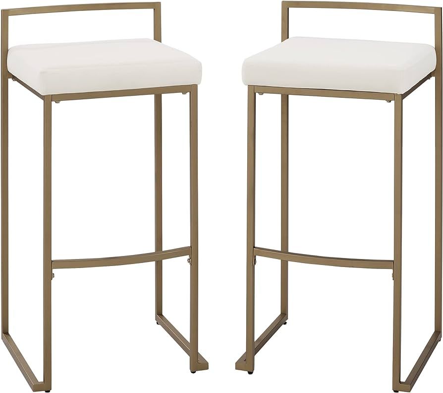 Crosley Furniture Harlowe Bar Stool, Set of 2, Creme and Gold | Amazon (US)