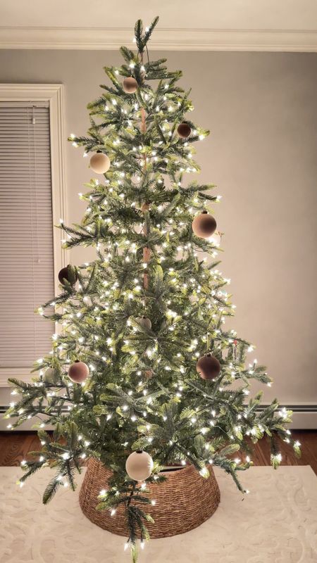Simple green Christmas tree with Target x Studio McGee Threshold velvet ornaments and a woven tree collar 

#LTKhome #LTKHoliday #LTKSeasonal