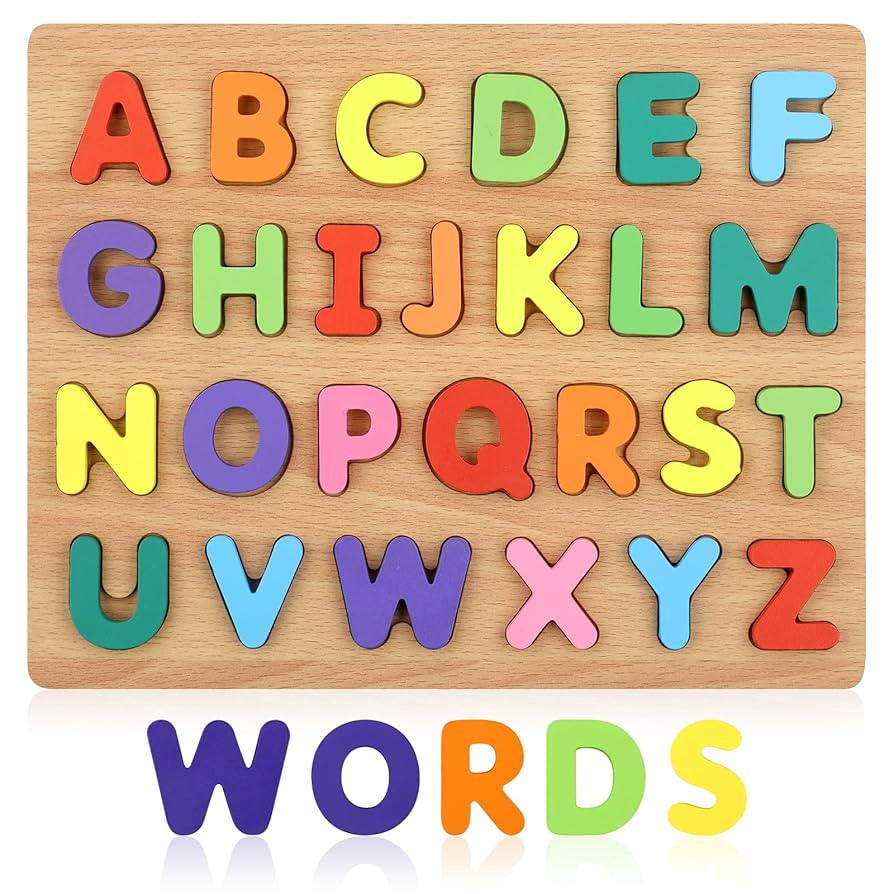 Alphabet Puzzle, Wooden Puzzles for Toddlers 3 4 5 Year Old, ABC Letter Puzzle, Educational Learn... | Amazon (US)