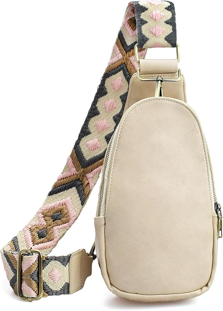 KlaOYer Sling Leather Bags For Women Crossbody Small Fanny Pack Purses Chest Bags With Guitar Str... | Amazon (US)