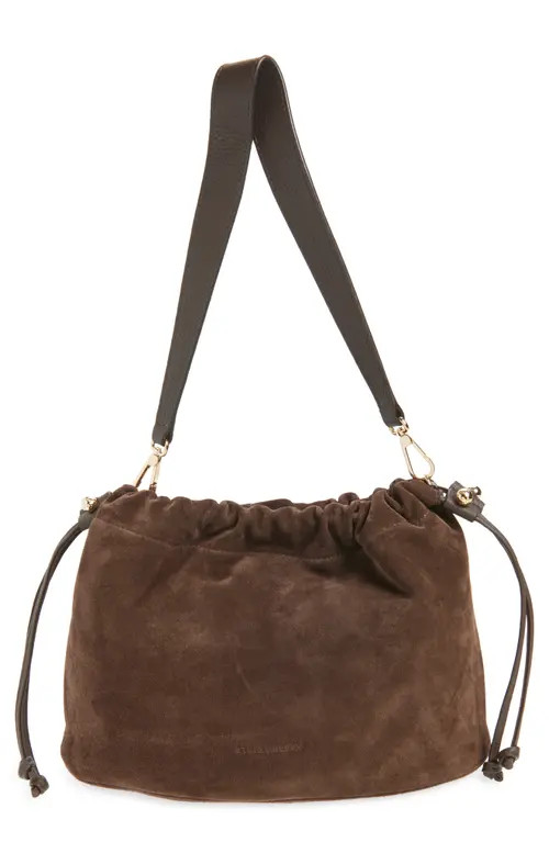 Strathberry Midi Suede Drawstring Handbag in Chocolate at Nordstrom | Nordstrom