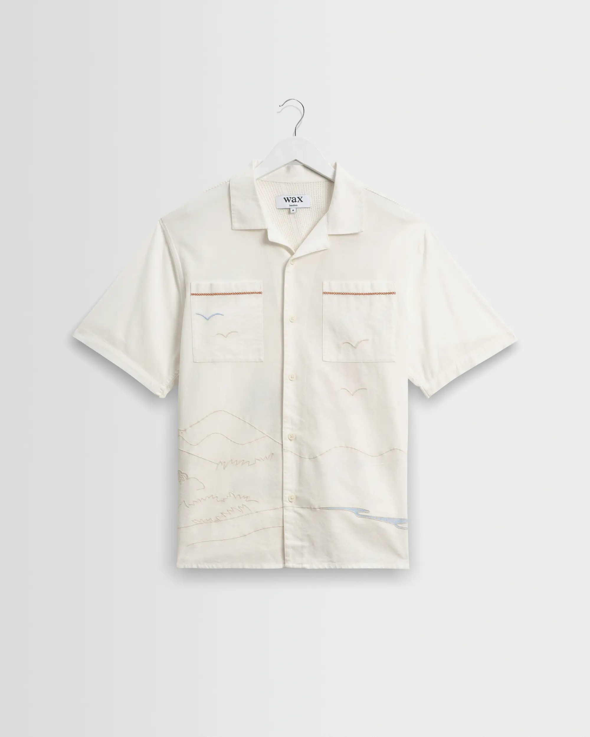 Didcot - Ecru Summer Applique Short-Sleeve Shirt | Wax London US