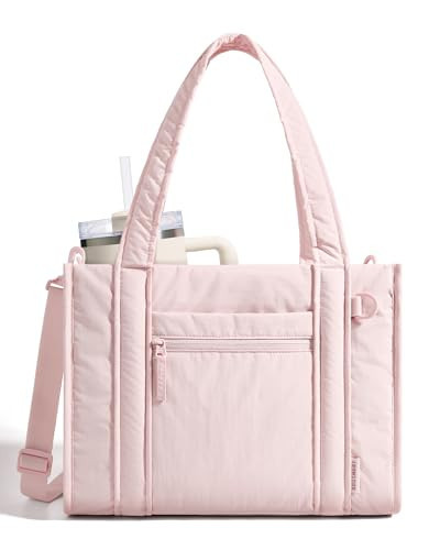 BAGSMART Small Tote Bag for Women, Lightweight with Zipper, Crossbody Purses for Travel Work College, Pink | Amazon (US)