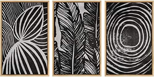 SIGNWIN Framed Canvas Wall Art Leaves and Tree Ring Abstract Plants Block Print Modern Art Contem... | Amazon (US)