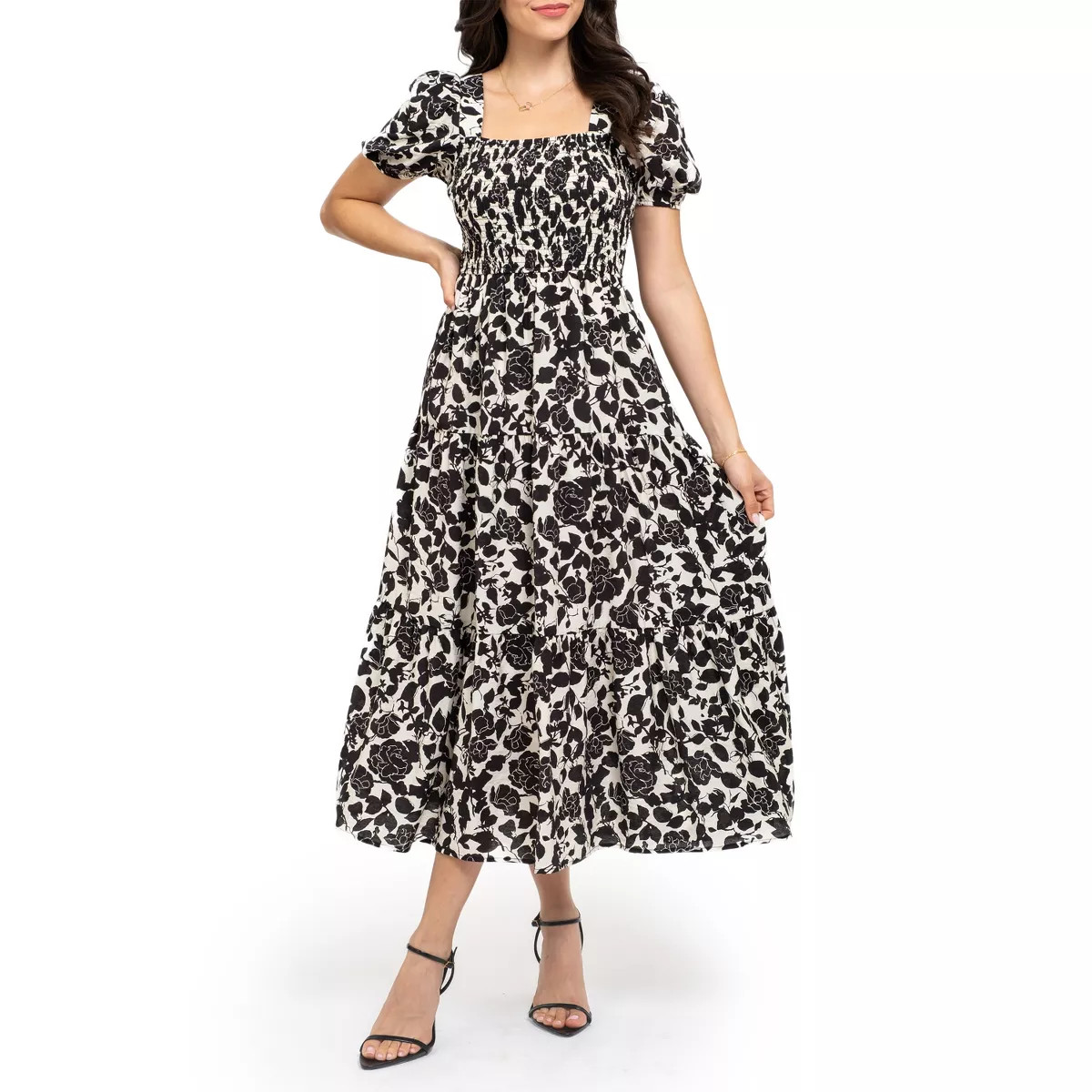 August Sky Women's Smocked Floral Midi Dress | Target