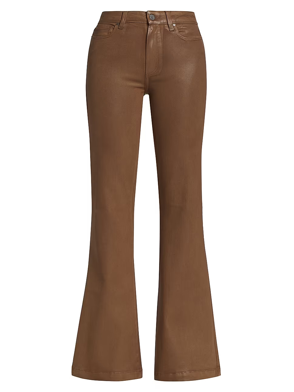 Genevieve High-Rise Coated Stretch Flare Jeans | Saks Fifth Avenue