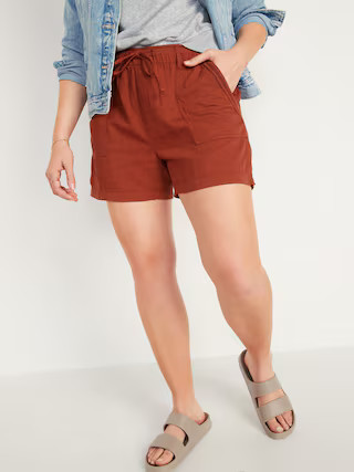 High-Waisted Textured Twill Shorts for Women -- 4-inch inseam | Old Navy (US)