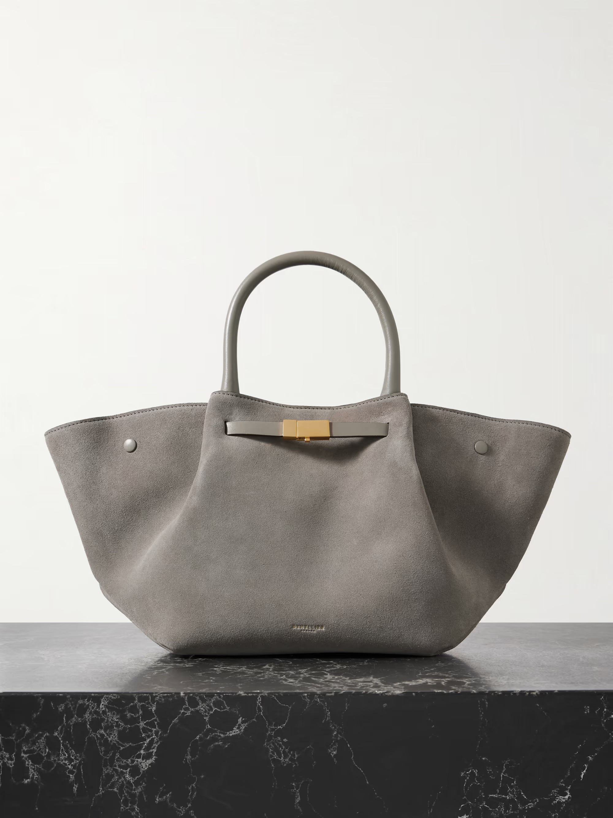 New York midi leather-trimmed suede tote | NET-A-PORTER APAC