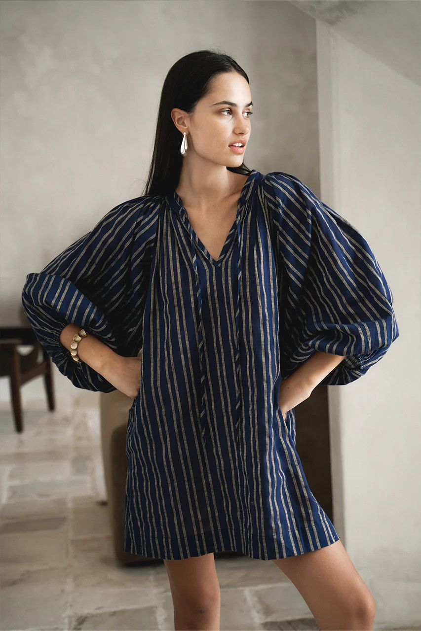 Poet Mini Dress ~ Sapphire | Daughters of India