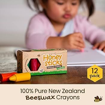 Honeysticks 100% Pure Beeswax Crayons (12 Pack) - Non Toxic Crayons, Safe for Babies and Toddlers... | Amazon (US)