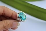 Blue Copper Turquoise Sterling Silver Ring, Turquoise Ring, Dainty Ring, Turquoise Jewelry, Boho Rin | Amazon (US)