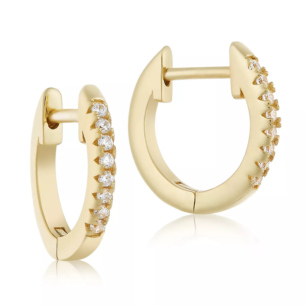 Lusoro 925 Sterling Silver Single Row Cubic Zirconia Pave Huggie Earrings | Target