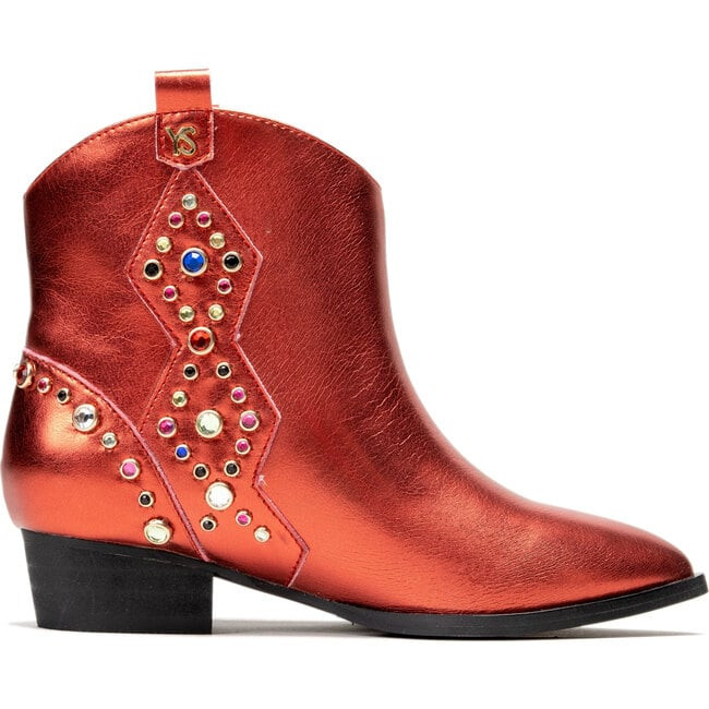 Miss Dallas Embellished Cowboy Boot, Red Metallic | Maisonette