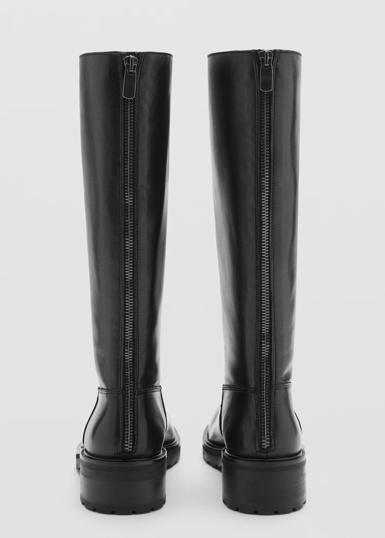 High leather boots with zip - Women | MANGO United Kingdom | MANGO (UK)