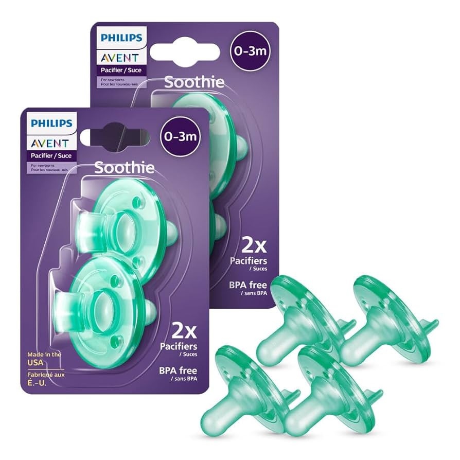 Philips Avent Soothie Orthodontic Baby Pacifiers, 100% Silicone Pacifiers, One Piece, BPA-Free, f... | Amazon (US)