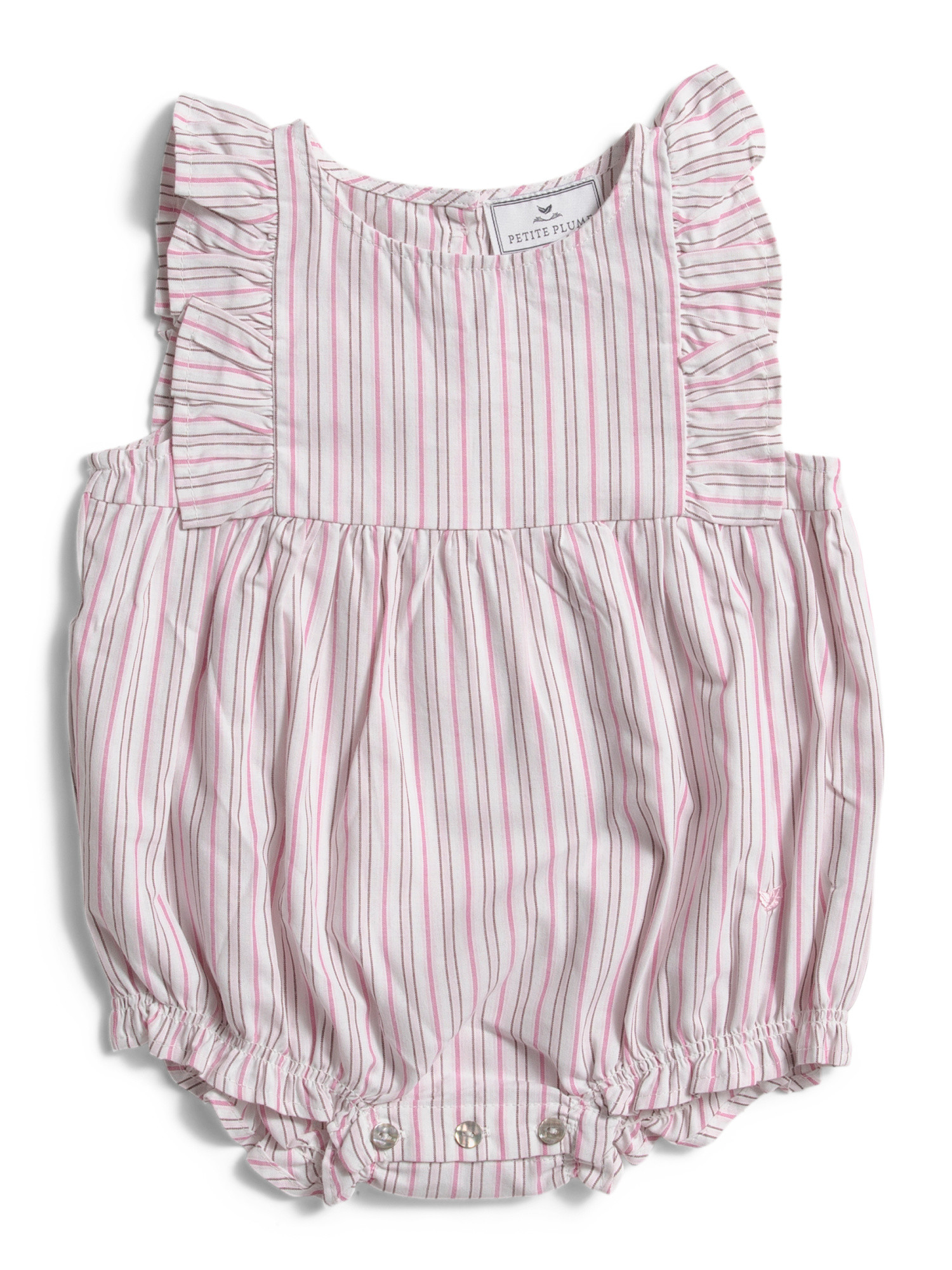 Infant Girls Twill Ruffled Romper | TJ Maxx