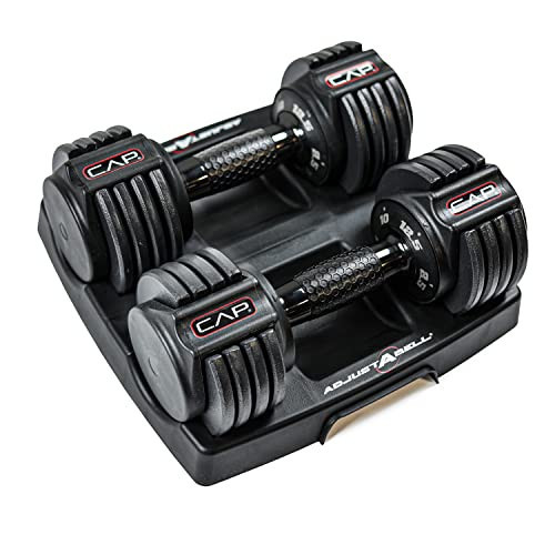 CAP Barbell 12.5 lb Pair ADJUSTABELL Adjustable Dumbbell with Contoured Full Rotation Handle, Honeycomb Design, Black | Amazon (US)