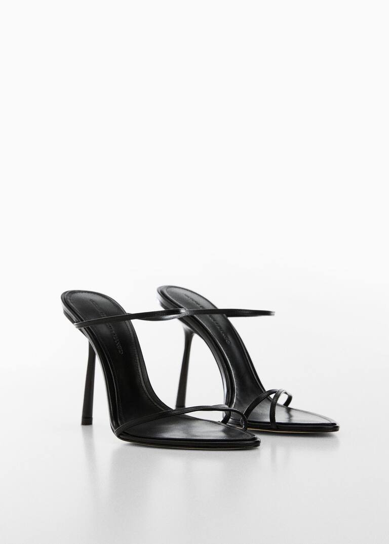 Leather sandal with inclined heel -  Women | Mango United Kingdom | MANGO (UK)
