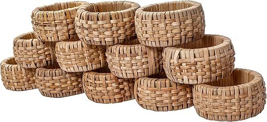 Alpha Living Home Napkin Rings Set of 12, Rattan Napkin Holders, Napkin Rings Bulk for Party Deco... | Amazon (US)