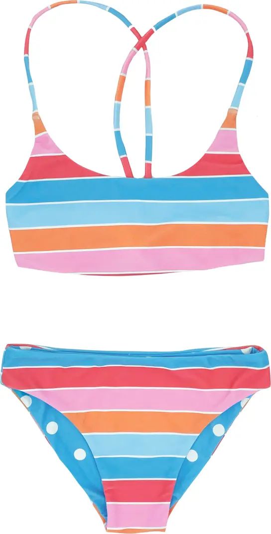 Kids' Waverly Stripe Reversible Two-Piece Swimsuit | Nordstrom