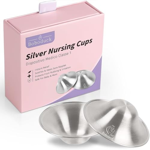 Boboduck The Original Silver Nursing Cups - Nipple Shields for Nursing Newborn, Newborn Breastfeeding Must Haves for Soothe and Protect Your Nursing Nipples - 925 Silver (X-L Size) | Amazon (US)