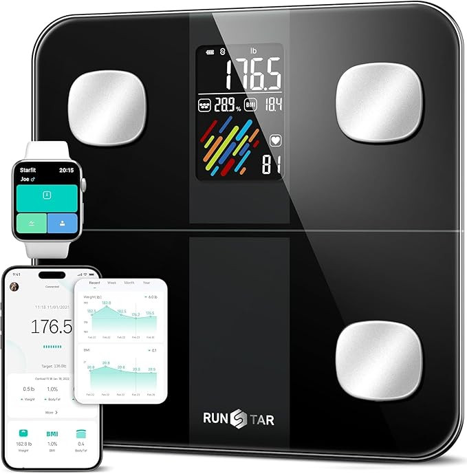 Runstar Smart Scale for Body Weight and Fat Percentage, High Accuracy Digital Bathroom Scale with... | Amazon (US)