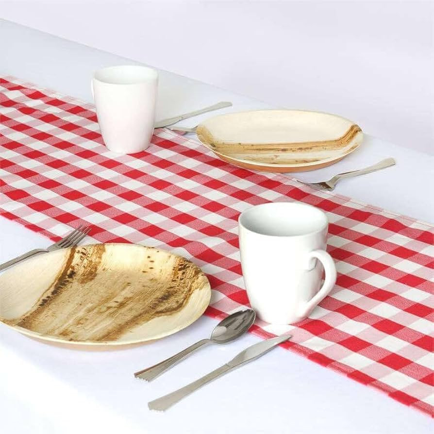 Efavormart 5 PCS Buffalo Plaid Table Runner | Red / White | Gingham Polyester Checkered Table Run... | Amazon (US)