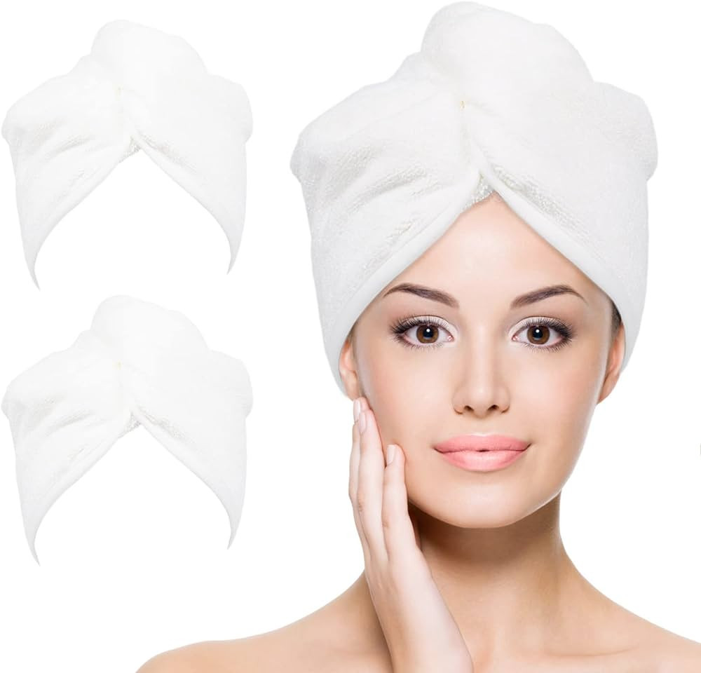 YoulerTex Microfiber Hair Towel Wrap for Women, 2 Pack 10 inch X 26 inch, Super Absorbent Quick D... | Amazon (US)
