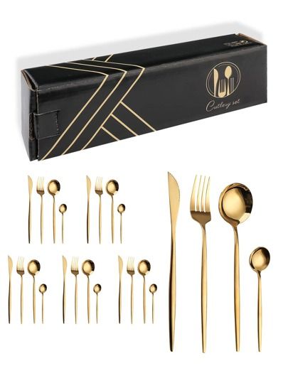 24pcs Stainless Steel Cutlery | SHEIN