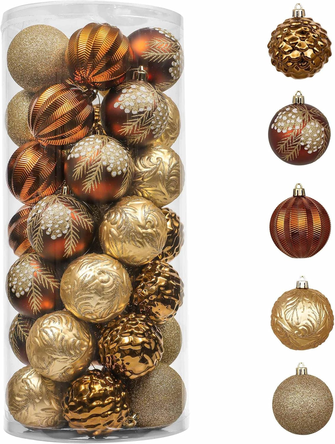 Valery Madelyn Christmas Ornaments Set, 35ct 2 Inches Brown Copper Gold Shatterproof Christmas Tr... | Amazon (US)