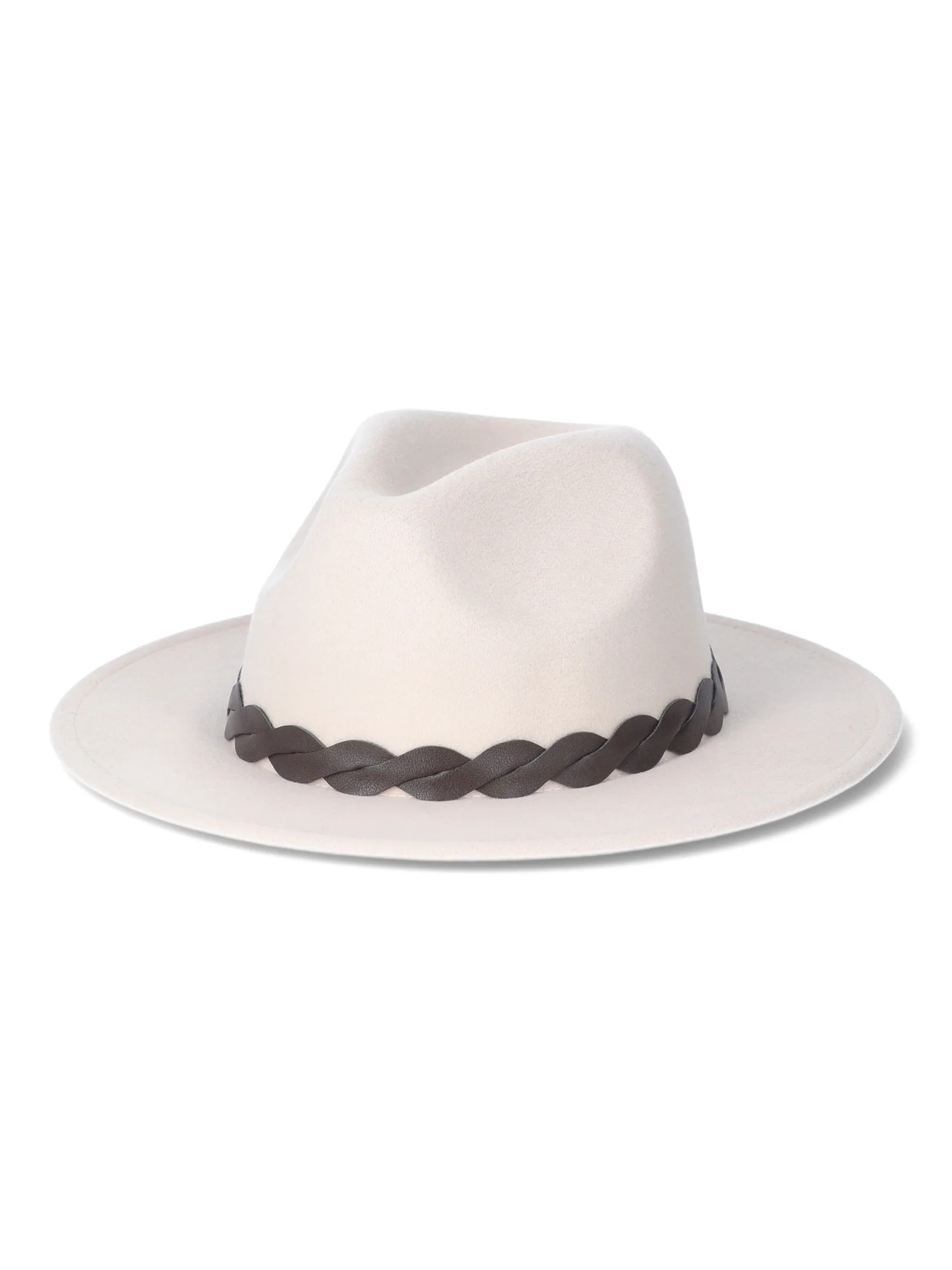 Time and Tru Fedora with Twisted PU Trim, One Size, Light Tan - Walmart.com | Walmart (US)
