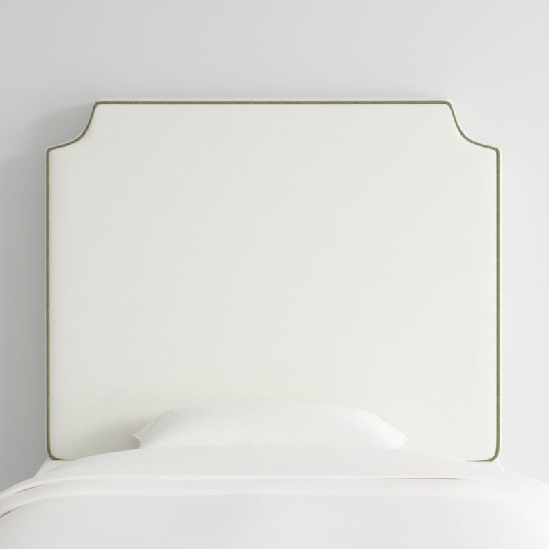 Bevel White with Green Piping Twin Charging Wall-Mounted Headboard + Reviews | Crate & Barrel | Crate & Barrel