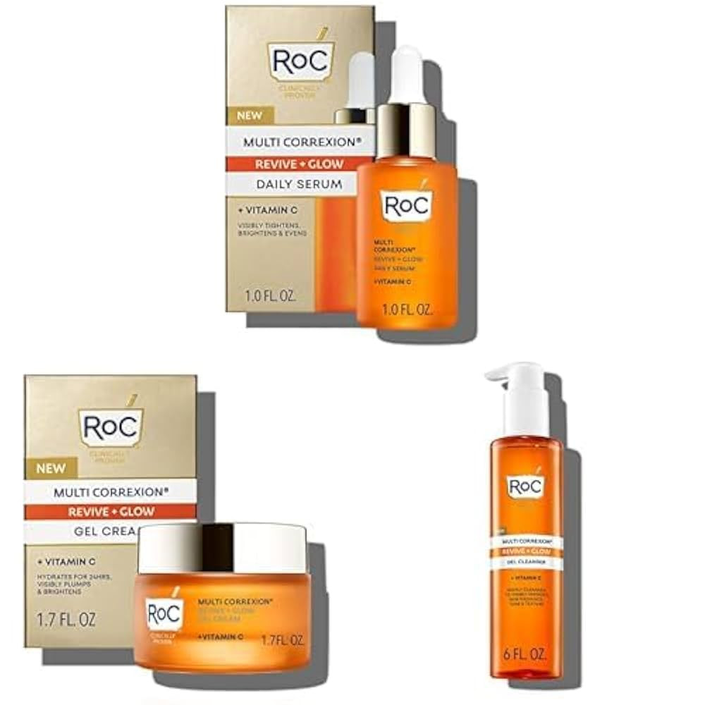 RoC Multi Correxion Revive + Glow 10% Vitamin C Skin Care Set: Vitamin C Serum, Face Moisturizer,... | Amazon (US)