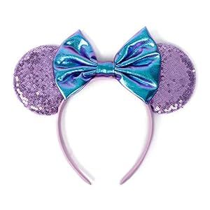 WOVOWOVO Mouse Ears Bow Headbands for Women Girls, Halloween Decoration Glitter Hairbands Party P... | Amazon (US)