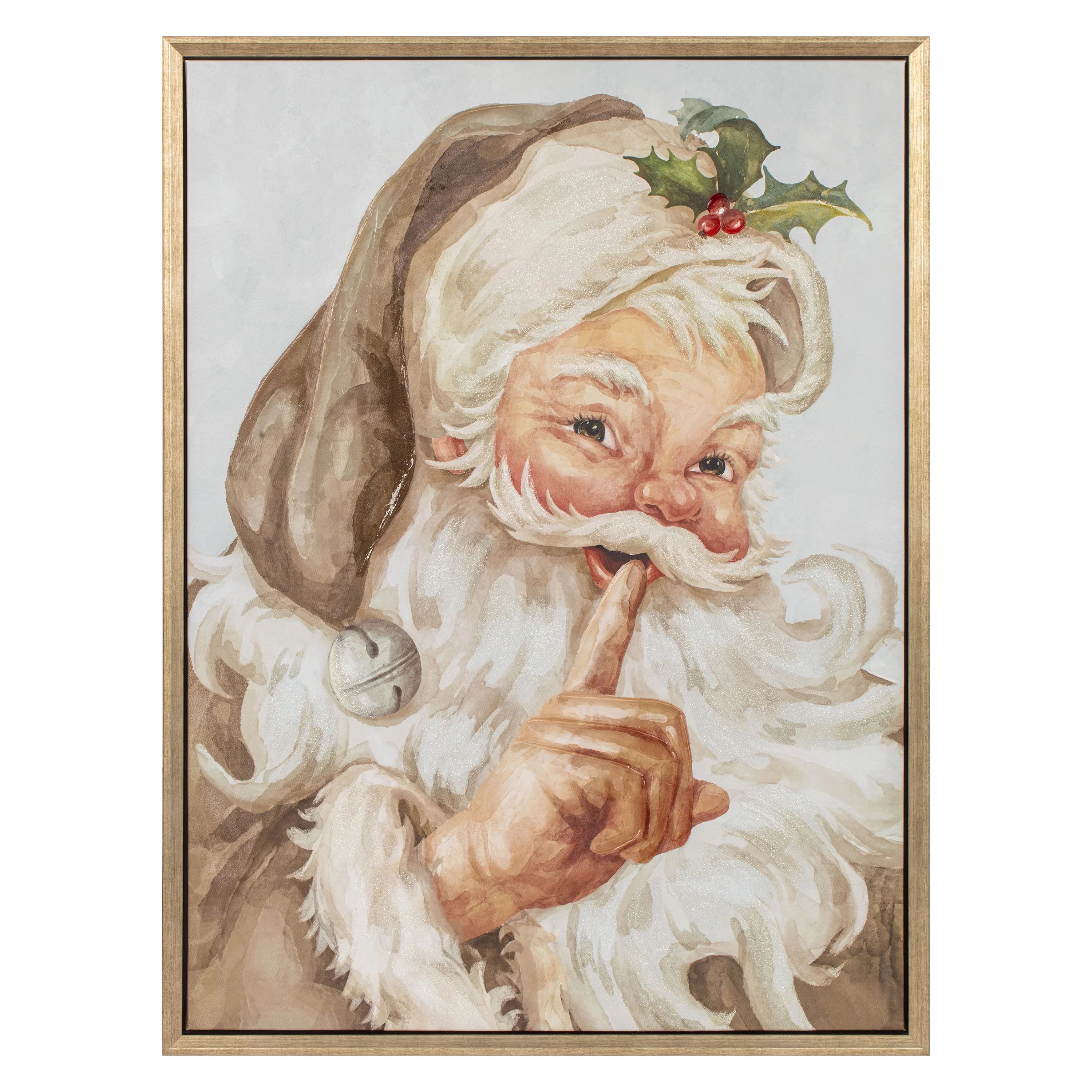 Secret Santa Framed Tinted Gel Mixed With Glitter Emb Canvas Print | Walmart (US)